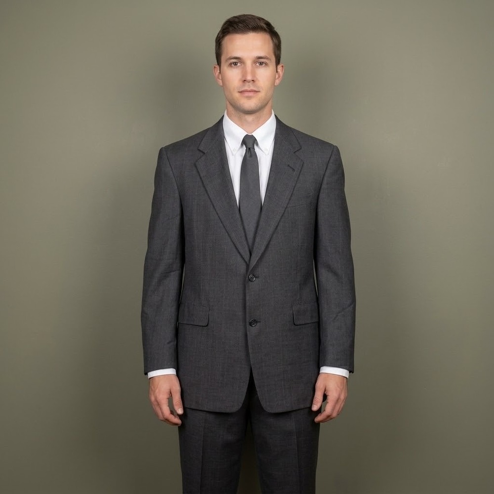 Hart Schaffner Marx 40R Suit Jacket Grey Pinstripe Pure New Wool EUC